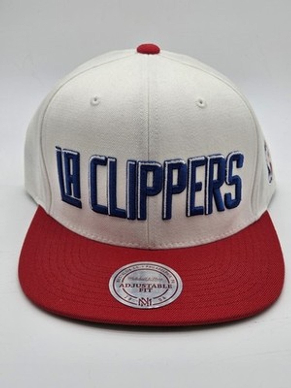 LA Clippers Mitchell & Ness Snapback Hat Adjustable NBA Cream Red Hardwood...